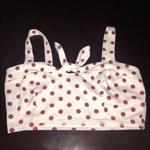 White and red polkadot crop top