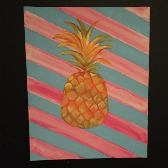 Pineapple and stripes painting on canvas