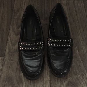 Black studded loafers
