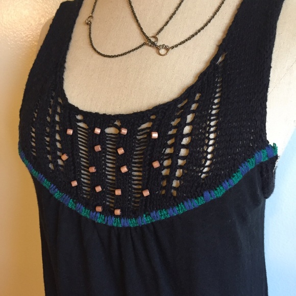 🎉HP 8/26 Anthro Knit Beaded Crochet Boho Blouse