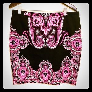 INC pink paisley pencil skirt size 14