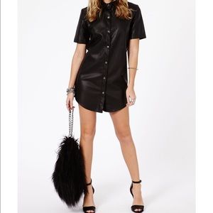 Missguided Faux Leather Button Up Shirt Dress