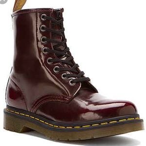 Doc Marten's cherry red vegan leather boots