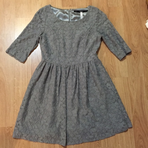 NWOT Kensie Gray Lace Dress Quarter Sleeves S