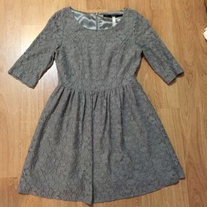 NWOT Kensie Gray Lace Dress Quarter Sleeves S