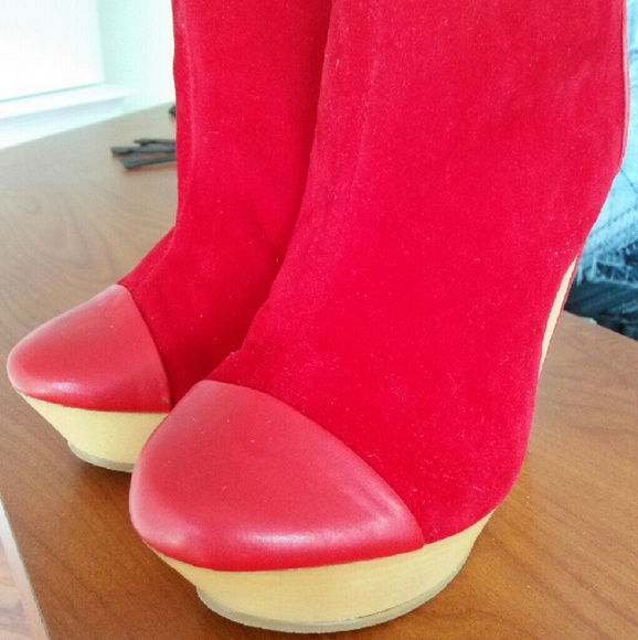 From Shoedazzle red wedges boots - Picture 2 of 4