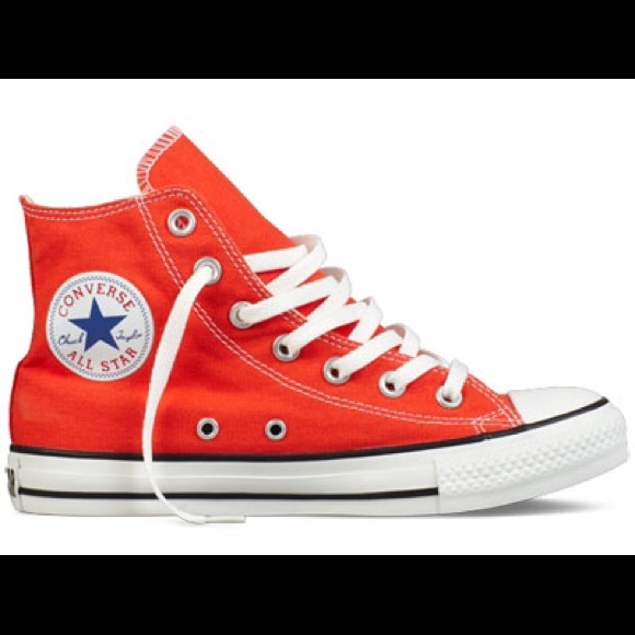 Red/orange high top converse