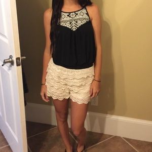 White lace shorts