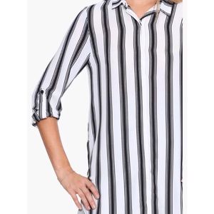 Vertical Striped Black And White Button Down