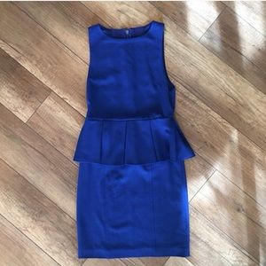 Alice + Olivia blue June pleated peplum