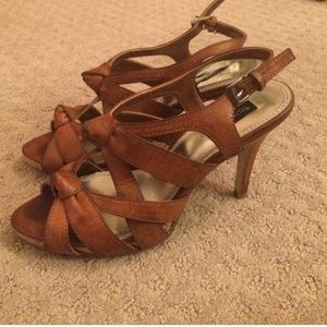 ⚡️Sale⚡️Brown Leather Strappy Heels