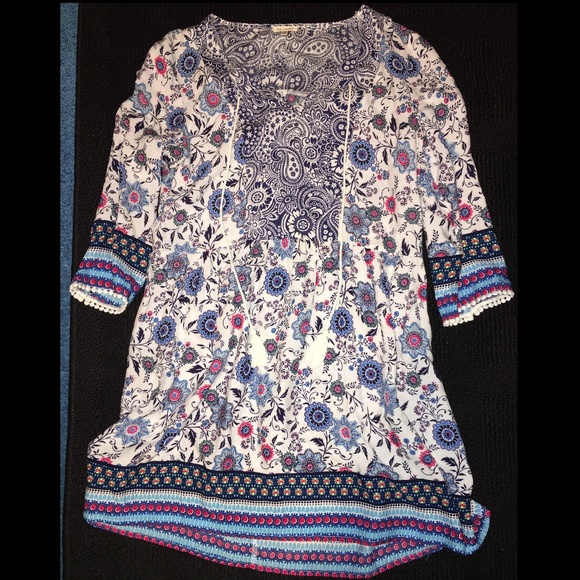 (NEW) Flower Printed Quarter Sleeve Dress - Picture 1 of 4