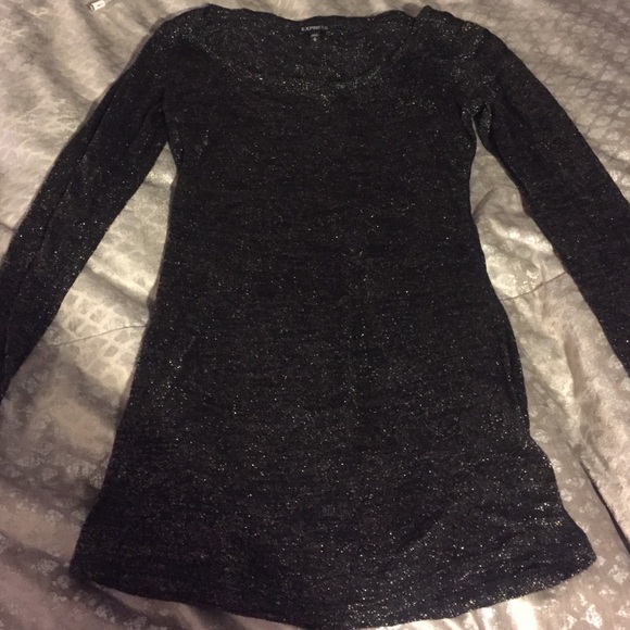 Black and gold semi sheer long sleeve tee