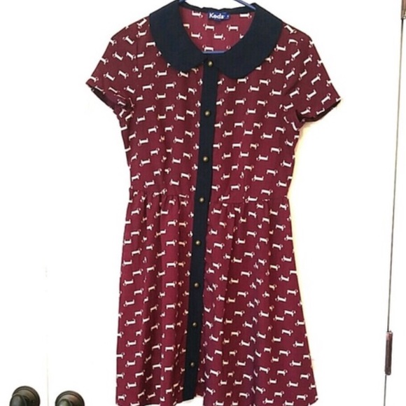 Keds Peter pan collar dog print dress