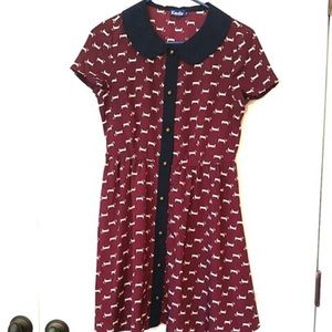 Keds Peter pan collar dog print dress