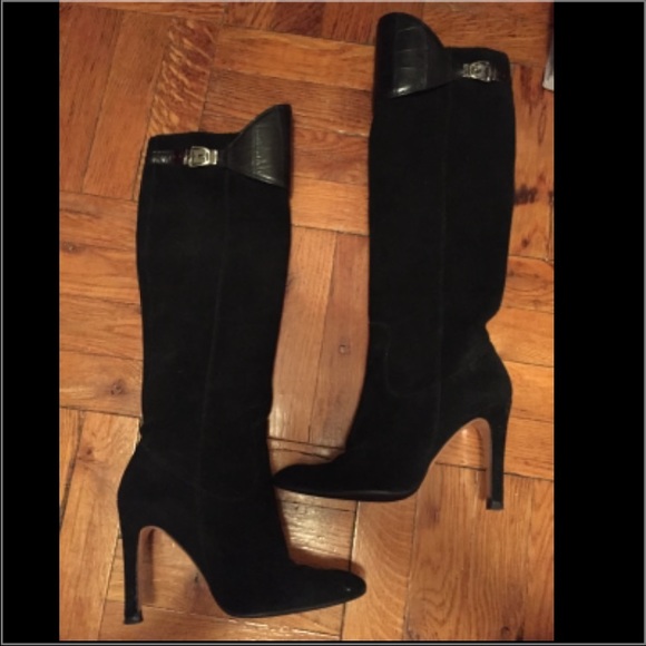 Gucci Black Suede Knee Hi Boots