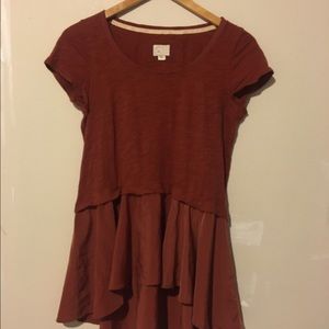 Anthropologie rust colored long peplum