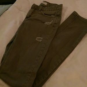 Free People Army Green Distressed Jeans