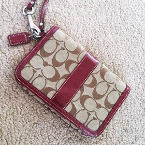 Signature Coach Wristlet with Dark Red Detail
