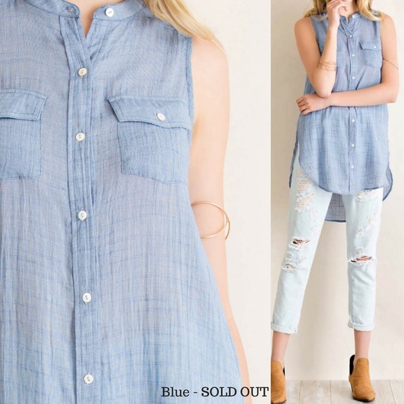 ‼️LAST ONE-S‼️Mandarin Collar Button Down Shirt - Picture 2 of 3