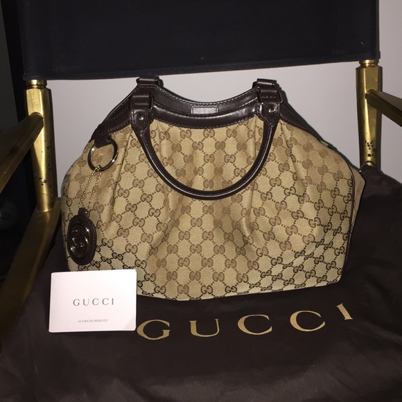 Gucci Medium Brown Canvas Sukey Tote