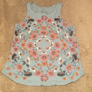 Lucky Brand Light Blue Flower Tank