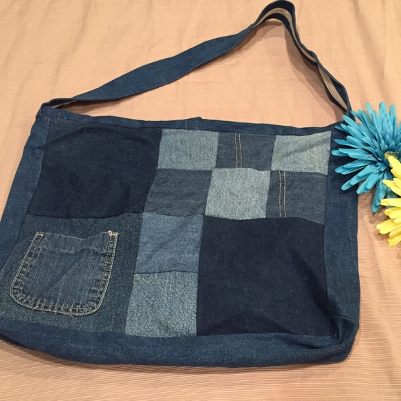 Repurposed Denim Shoulder Bag - Picture 2 of 3