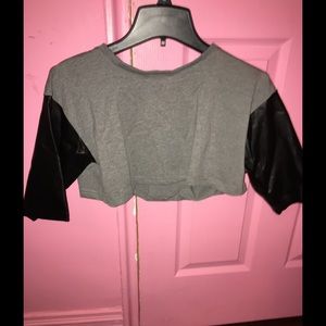Ashley PU wide sleeve crop top (brand new)