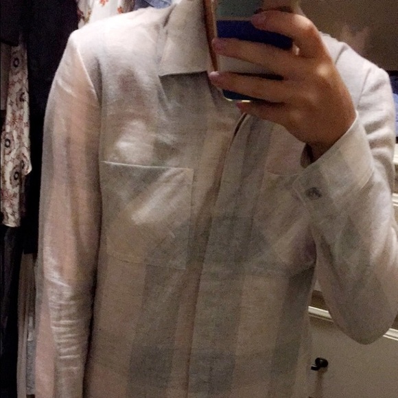 light pink & grey flannel XS