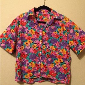 Vintage Hawaiian Floral Button-Up