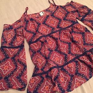 Paper Crane Cold Shoulder Peasant Blouse