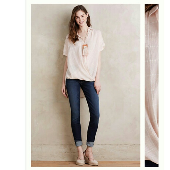 Anthropologie Wrapped Plaid Buttondown pink