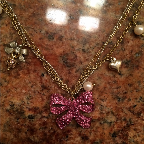 Betsey Johnson Pink Bow Necklace