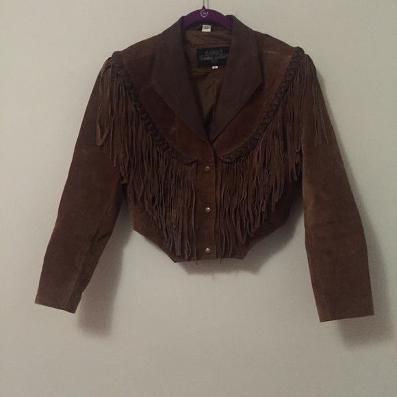 Jackets & Blazers - Vintage suede fringe cropped jacket