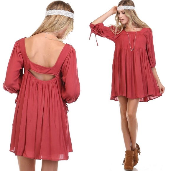 ‼️Sold on Merc‼️Bohemian Flyaway Dress-Brick - Picture 2 of 2