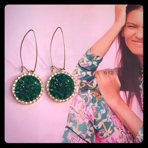 RACHEL RACHEL ROY GREEN GOLD DRUZY EARRINGS NWOT