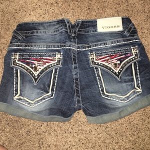 Vigoss American Flag Blue Jean Shorts