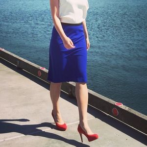 Blue skirt. Business casual