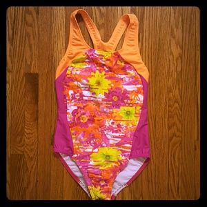NWT Speedo Girls floral splice suit size 10