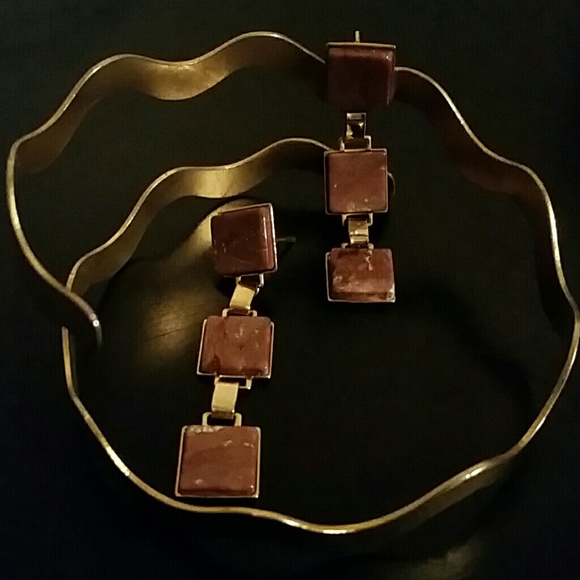 Gold-plated Earrings with Natural Stones