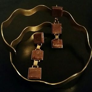 Gold-plated Earrings with Natural Stones