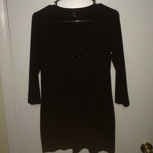 Black lace up bodycon dress