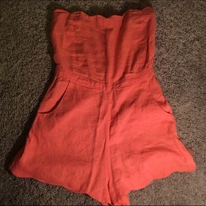 Scalloped coral romper Urban Outfitters