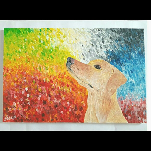 Abstract dog painting 15" x 23".