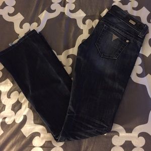Guess Premium denim dark wash flare jeans. Size 26