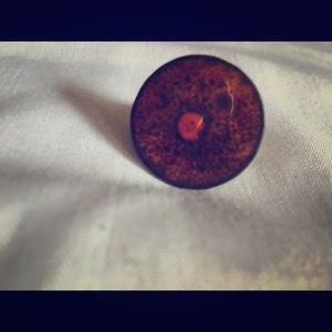 Vintage boho copper-melted glass brutalist style.