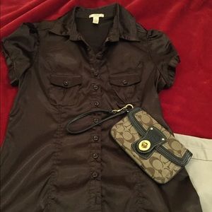 Rich Brown Satin Blouse