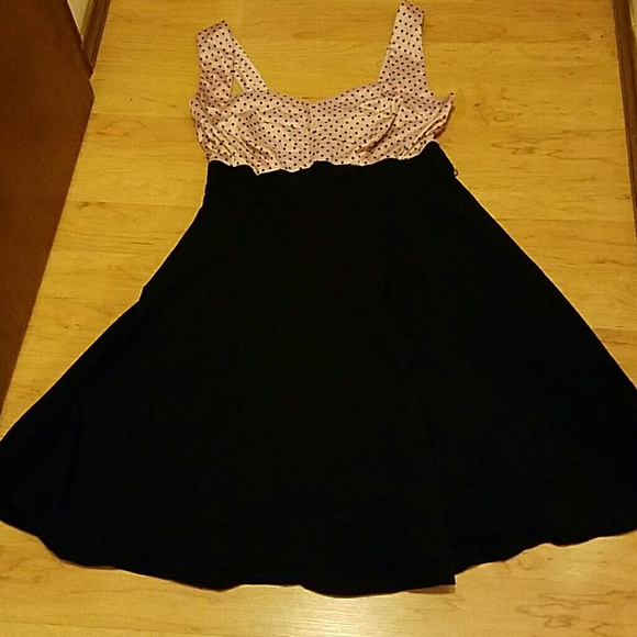 Torrid pink and black polka dot swing dress