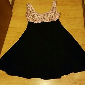 Torrid pink and black polka dot swing dress