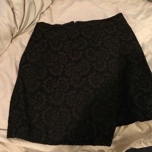 Madewell black lace wrap skirt